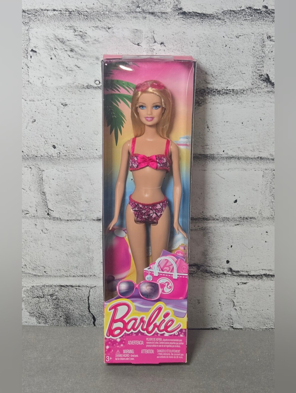 2013 Mattel Barbie Beach Doll BCN23 Blonde Pink Bikini New In Box